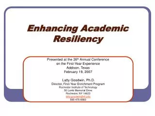 Enhancing Academic Resiliency