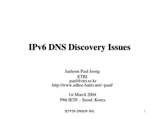 IPv6 DNS Discovery Issues
