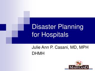 Disaster Planning for Hospitals