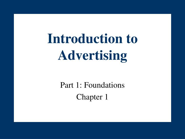 introduction to advertising
