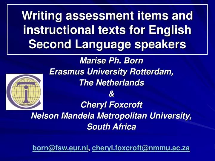 writing assessment items and instructional texts for english second language speakers