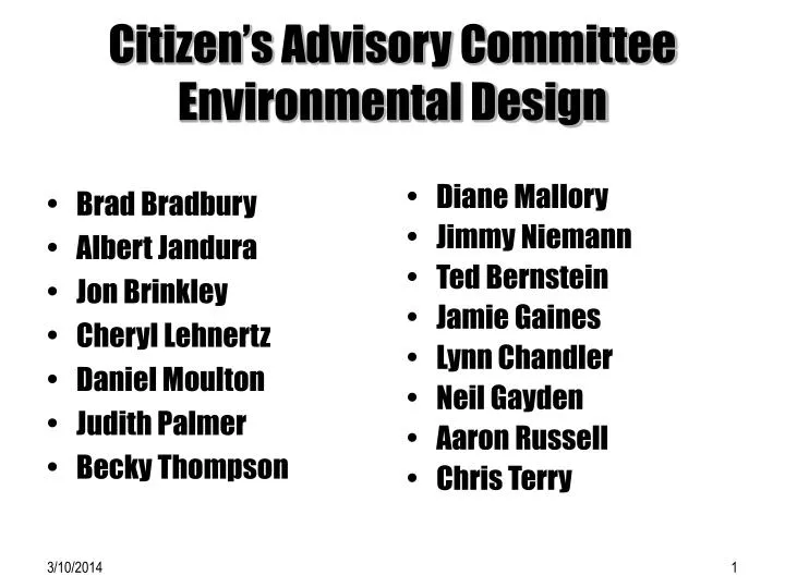 citizen s advisory committee environmental design