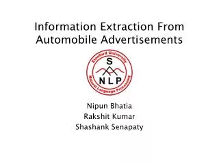 Information Extraction From Automobile Advertisements