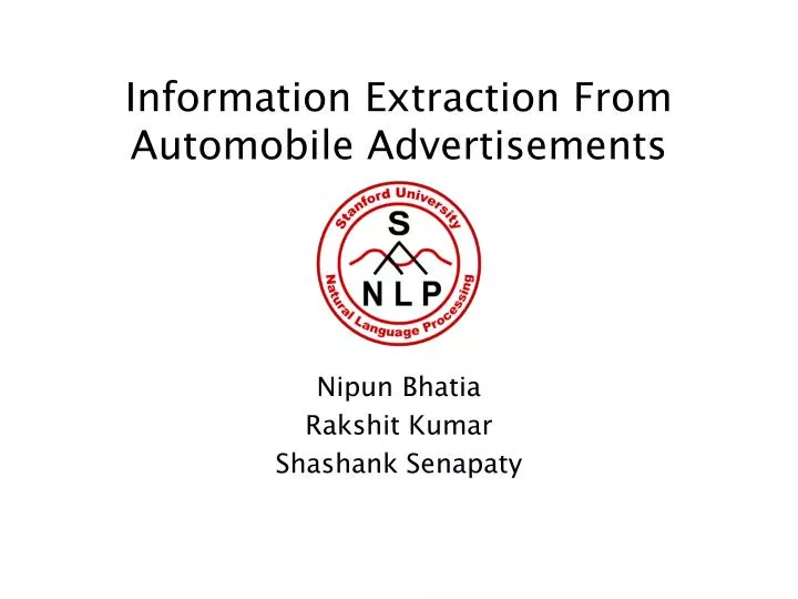 information extraction from automobile advertisements
