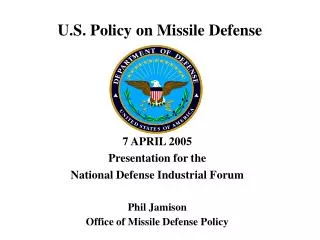U.S. Policy on Missile Defense