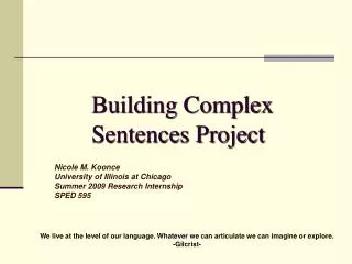Building Complex Sentences Project