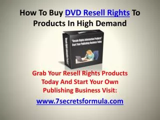 How To Buy DVD Resell Rights To Products In High Demand