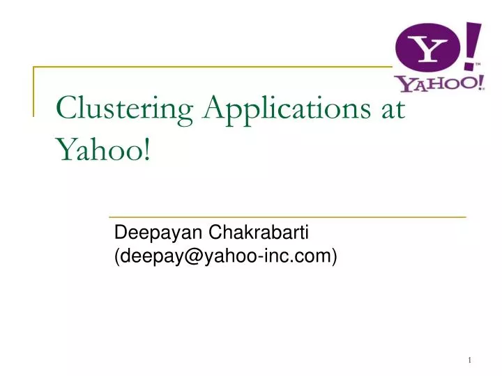 clustering applications at yahoo