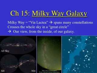 Ch 15: Milky Way Galaxy