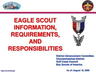 District Advancement Committee Choctawhatchee District Gulf Coast Council Boy Scouts of America