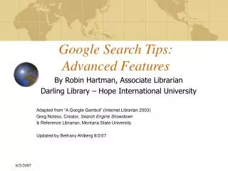 Google Search Tips: Advanced Features