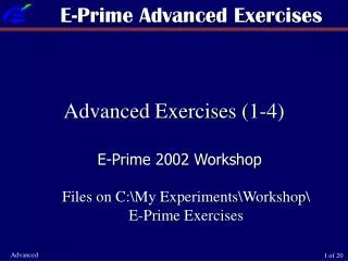 E-Prime Advanced Exercises