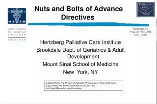 Nuts and Bolts of Advance Directives