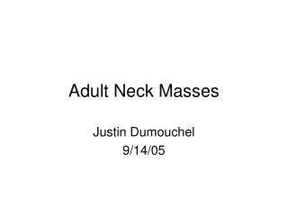Adult Neck Masses
