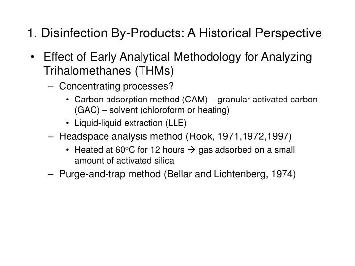 1 disinfection by products a historical perspective