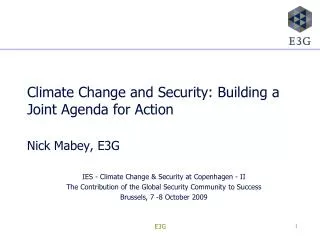 Climate Change and Security: Building a Joint Agenda for Action