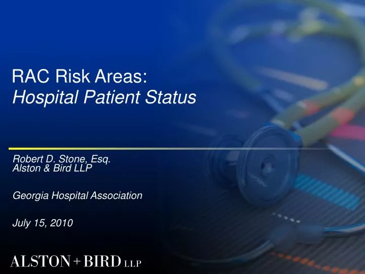 rac risk areas hospital patient status