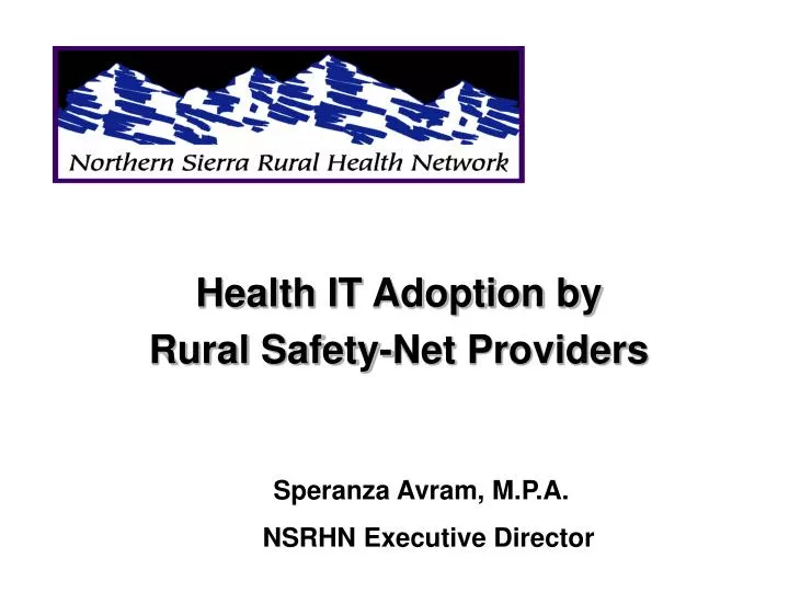 health it adoption by rural safety net providers