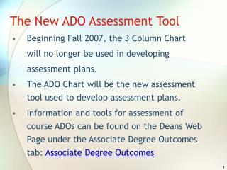 The New ADO Assessment Tool
