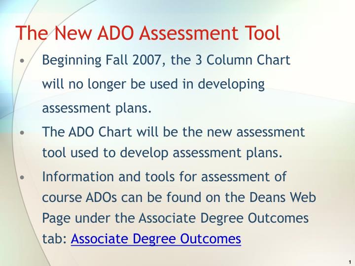 the new ado assessment tool