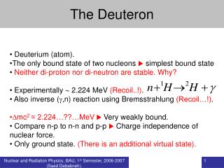 The Deuteron