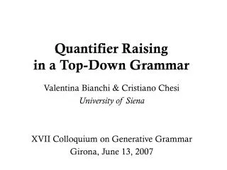 Quantifier Raising in a Top-Down Grammar