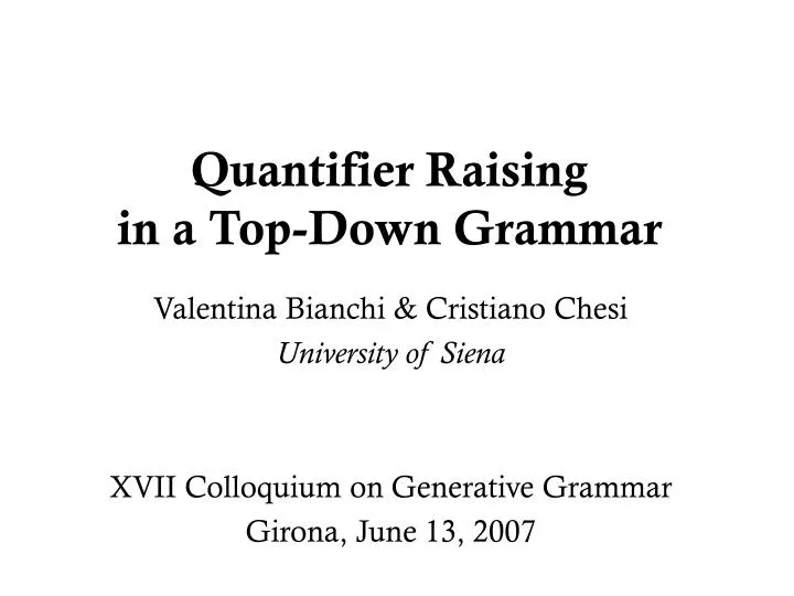 quantifier raising in a top down grammar
