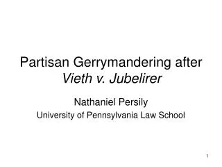 Partisan Gerrymandering after Vieth v. Jubelirer