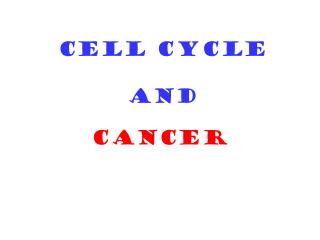 CELL CYCLE AND