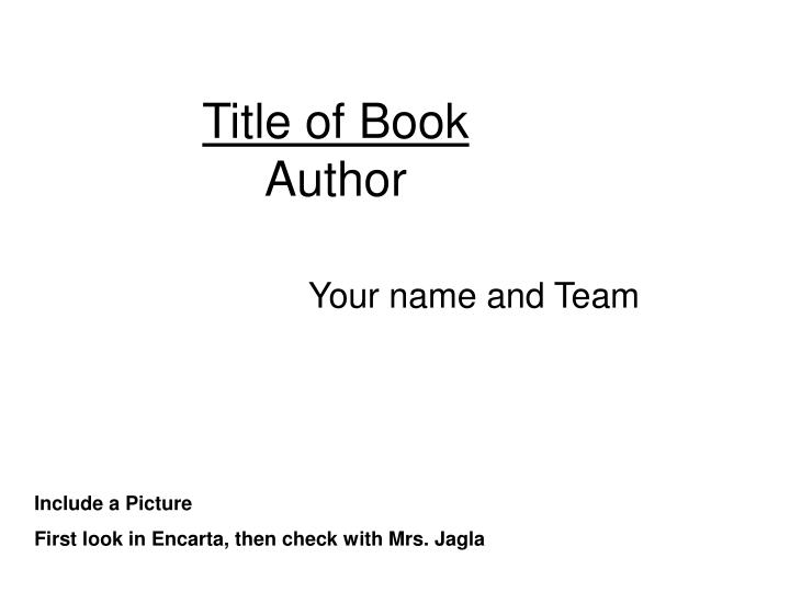 title of book author
