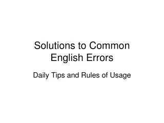 Solutions to Common English Errors