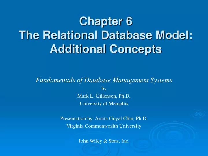 chapter 6 the relational database model additional concepts