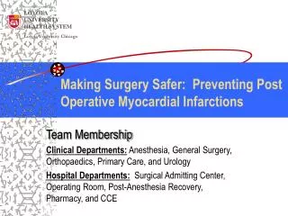 Making Surgery Safer: Preventing Post Operative Myocardial Infarctions