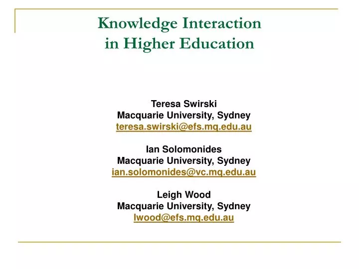 knowledge interaction in higher education