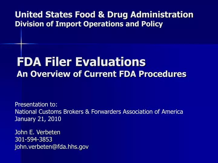 united states food drug administration division of import operations and policy