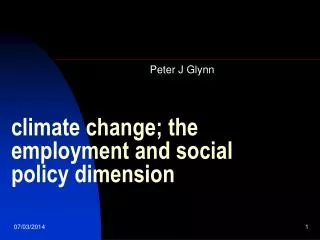 climate change; the employment and social policy dimension
