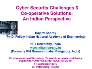 Cyber Security Challenges &amp; Co-operative Solutions: An Indian Perspective