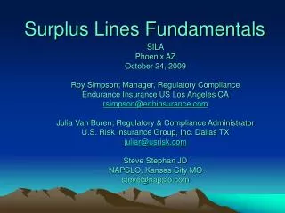 Surplus Lines Fundamentals