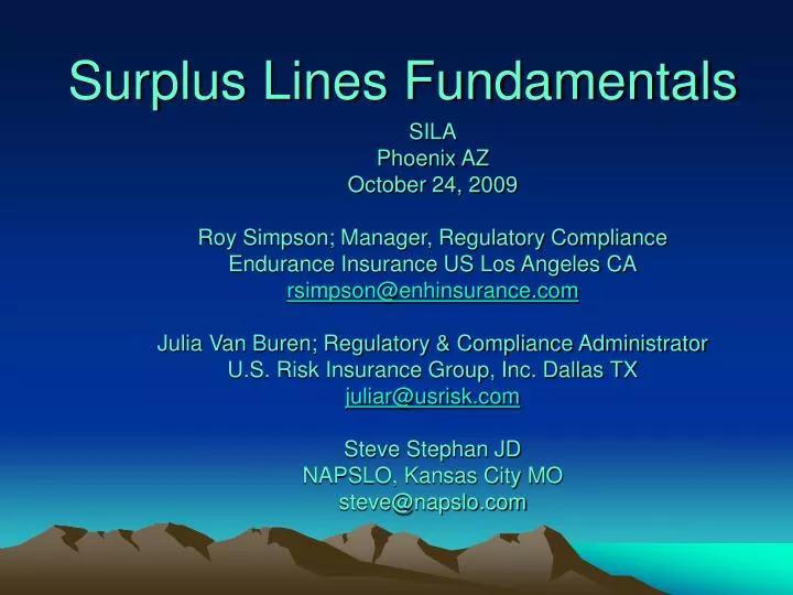 surplus lines fundamentals