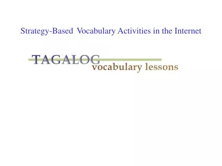 strategy based vocabulary activities in the internet