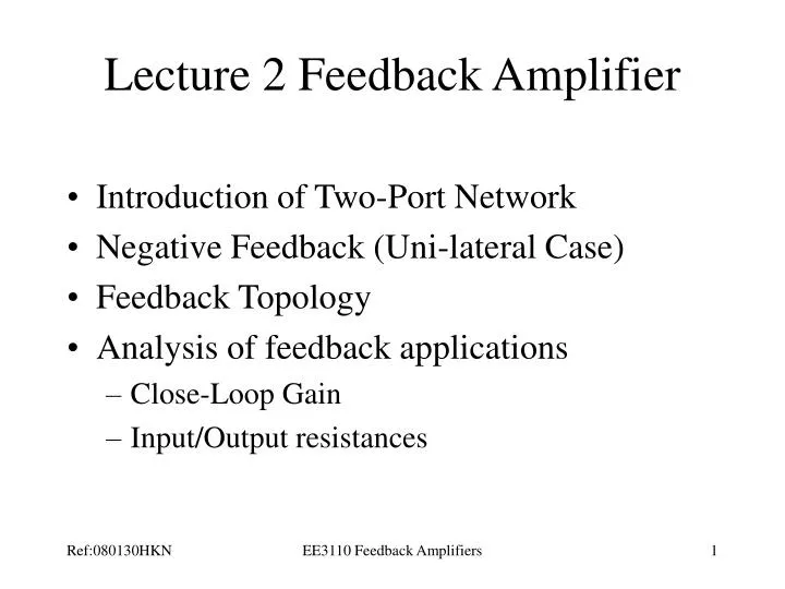 PPT - Lecture 2 Feedback Amplifier PowerPoint Presentation, free ...