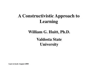 A Constructivistic Approach to Learning