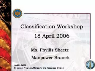 Classification Workshop 18 April 2006