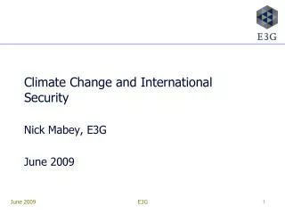 Climate Change and International Security