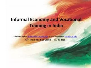 Informal Economy and Vocational Training in India