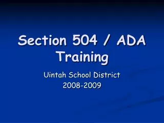 Section 504 / ADA Training
