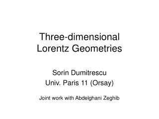 Three-dimensional Lorentz Geometries