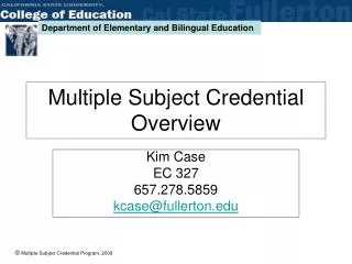 Multiple Subject Credential Overview