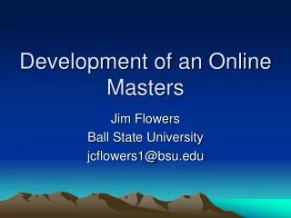 Development of an Online Masters