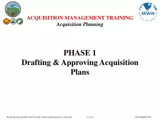 PHASE 1 Drafting &amp; Approving Acquisition Plans